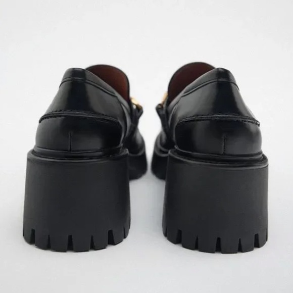 Zara Chain Trim Heeled Lug Sole Loafers - Picture 3 of 5